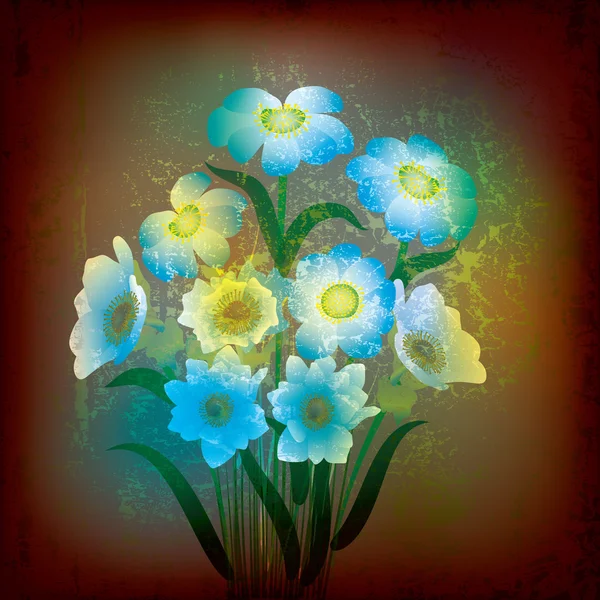 Abstrakte rissige Illustration mit Blumen — Stockvektor