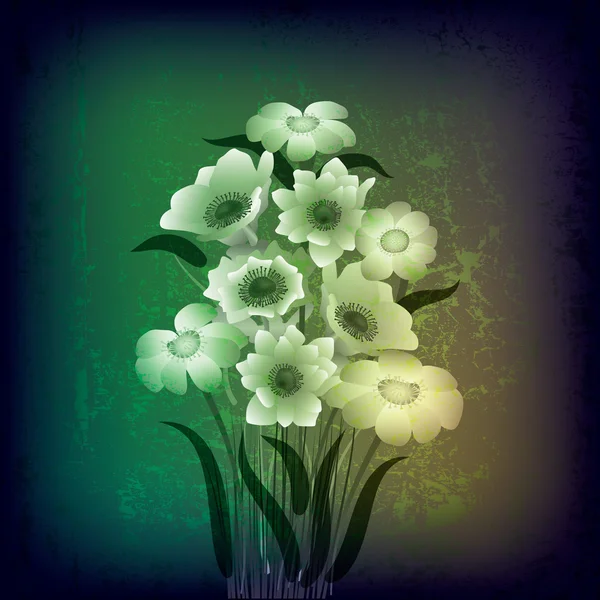 花と抽象的なひびの入ったイラスト — ストックベクタ