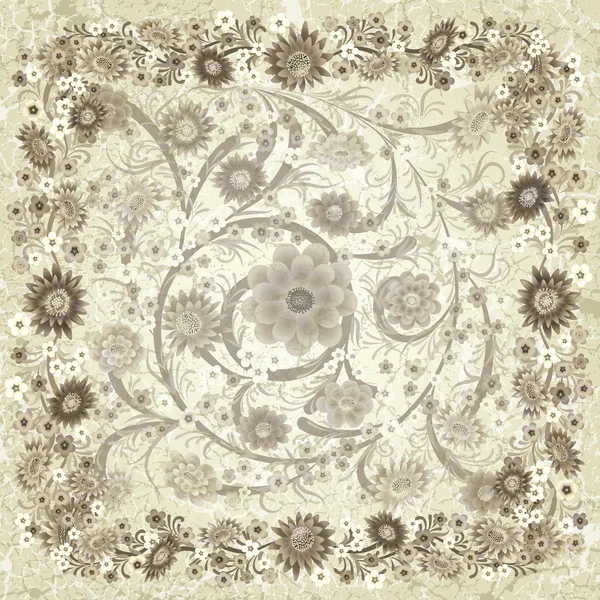 Абстрактный гранж-орнамент с цветами — стоковый вектор