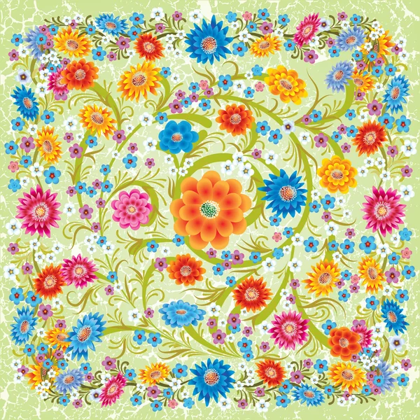 花で飾りを抽象的なグランジ — ストックベクタ