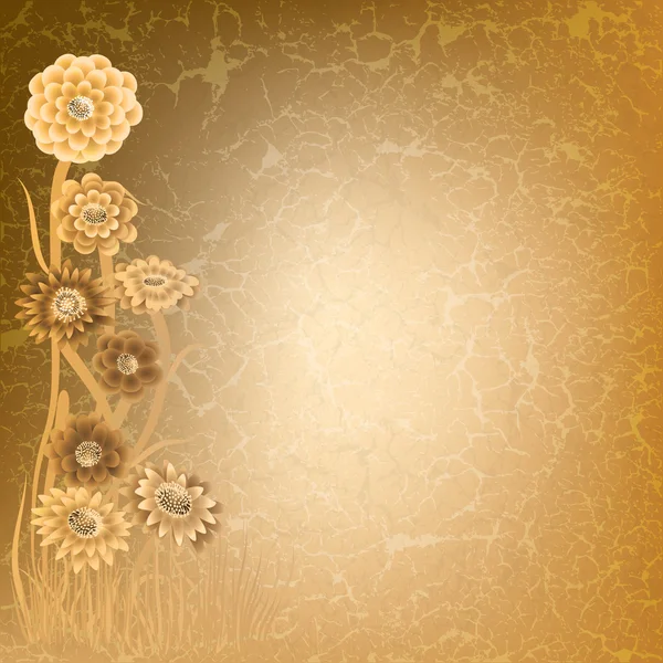 Abstrakte Grunge-Illustration mit Blumen — Stockvektor