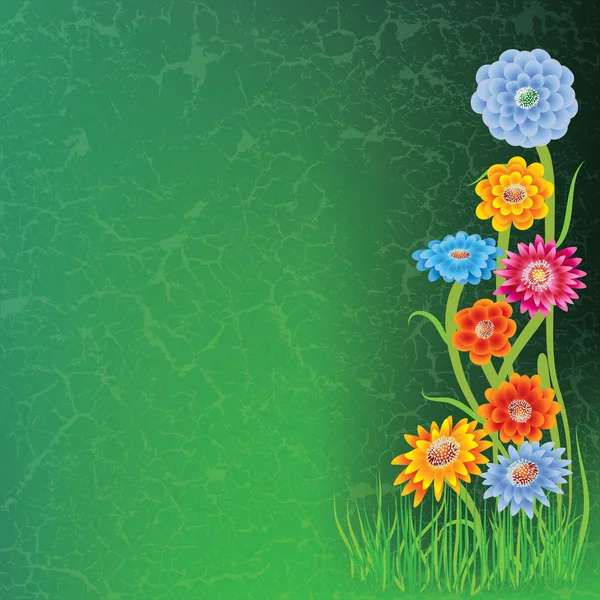 Ilustración grunge abstracta con flores — Vector de stock