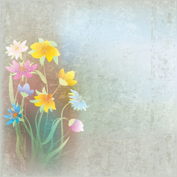 Abstrakte Grunge-Komposition mit Blumen — Stockvektor