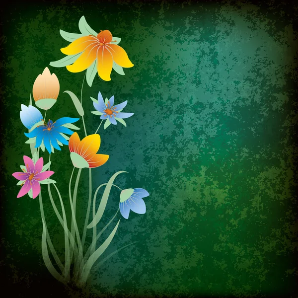 Composizione grunge astratta con fiori — Vettoriale Stock
