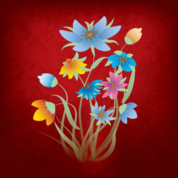 Composizione grunge astratta con fiori — Vettoriale Stock