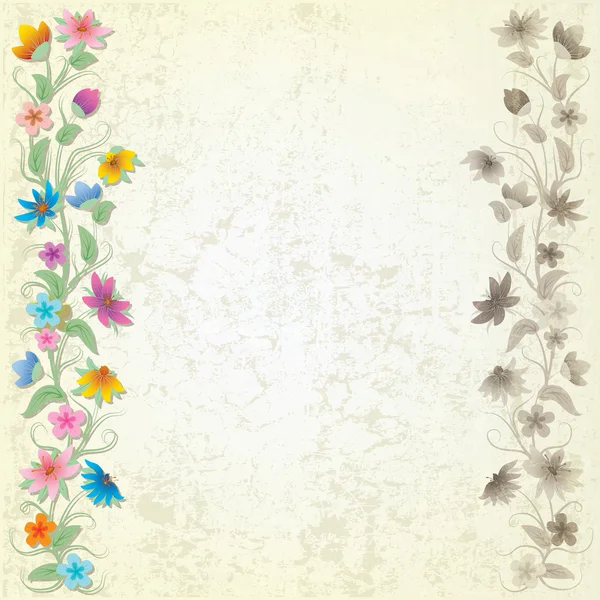 Astratto grunge sfondo con fiori — Vettoriale Stock
