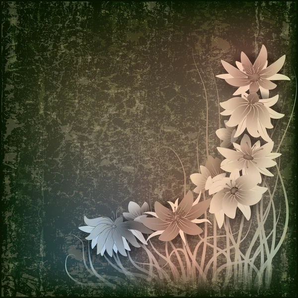 Abstrakti grunge kuva kukkia — vektorikuva