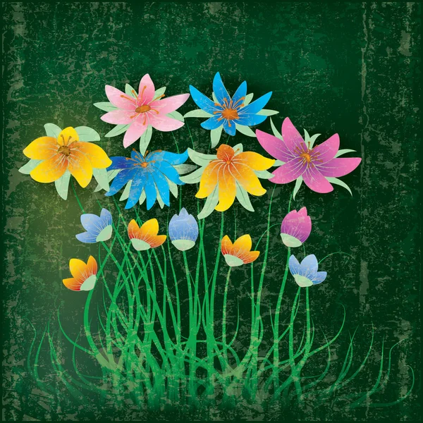 Abstracte grunge illustratie met bloemen — Stockvector