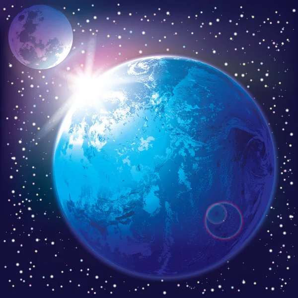 Abstracte achtergrond met de aarde en de maan — Stockvector