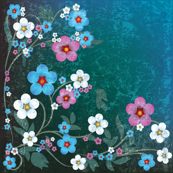 Květinové pozadí abstraktní grunge s květinami — Stockový vektor