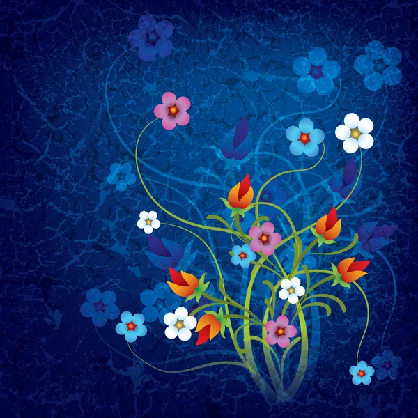 Abstraktní grunge ilustrace s květinami — Stockový vektor
