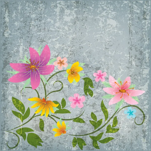 Abstrait grunge fond floral avec des fleurs — Image vectorielle