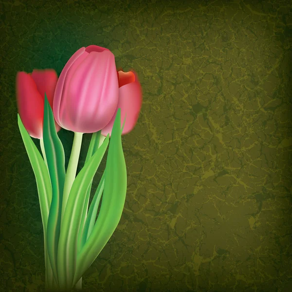 Ilustración floral abstracta con tulipanes rojos — Vector de stock