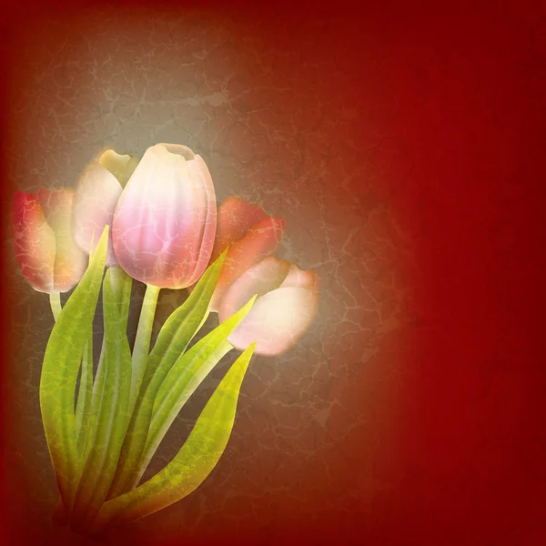 真っ赤なチューリップで抽象的な花のイラスト — ストックベクタ