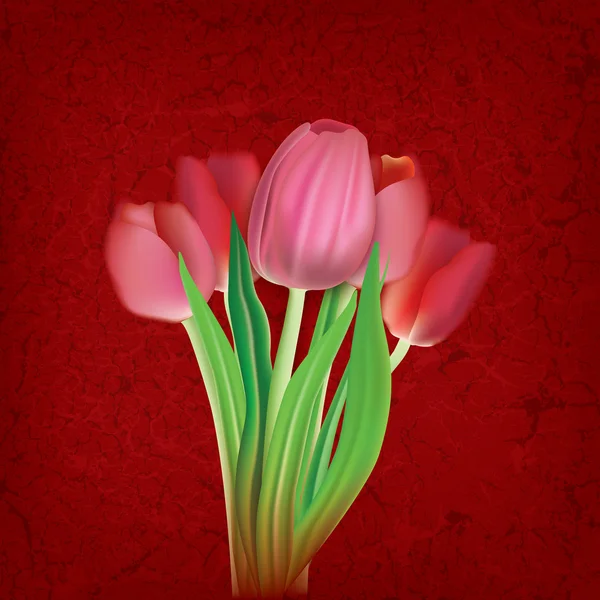 लाल के साथ अमूर्त फूल चित्रण — स्टॉक वेक्टर