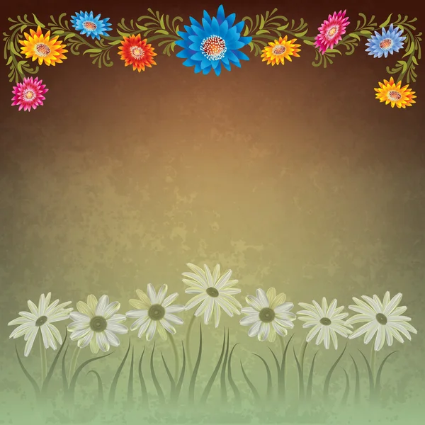 Fond floral abstrait avec des camomilles — Image vectorielle
