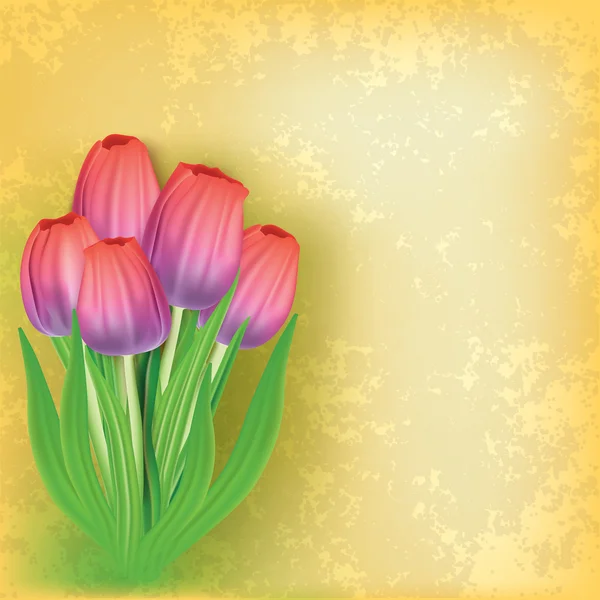 Абстрактный гранж цветочный фон с тюльпанами — стоковый вектор