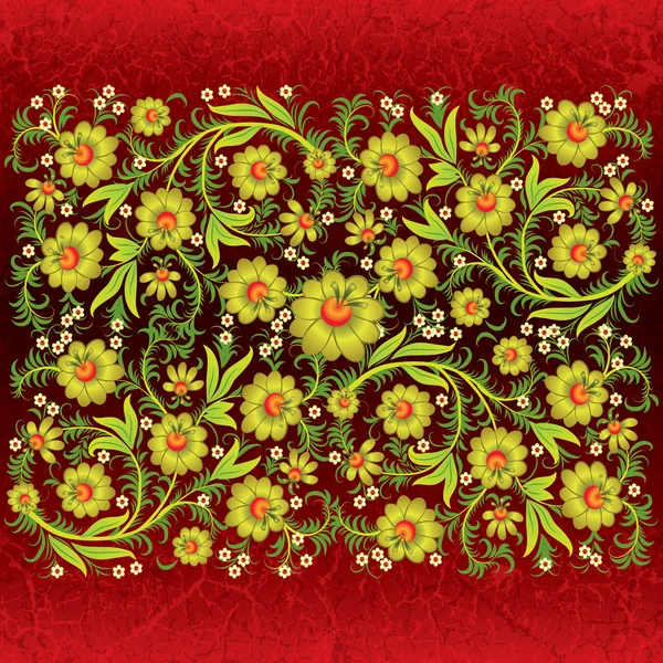 Абстрактный гранжевый цветочный орнамент с золотыми цветами — стоковый вектор