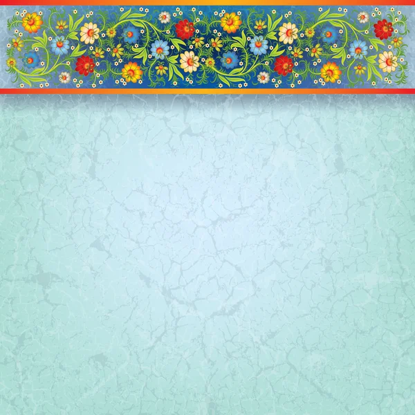 Abstract floral sieraad op blauwe achtergrond — Stockvector