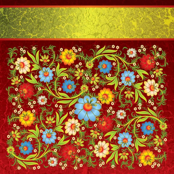 Astratto ornamento floreale con fiori di colore — Vettoriale Stock