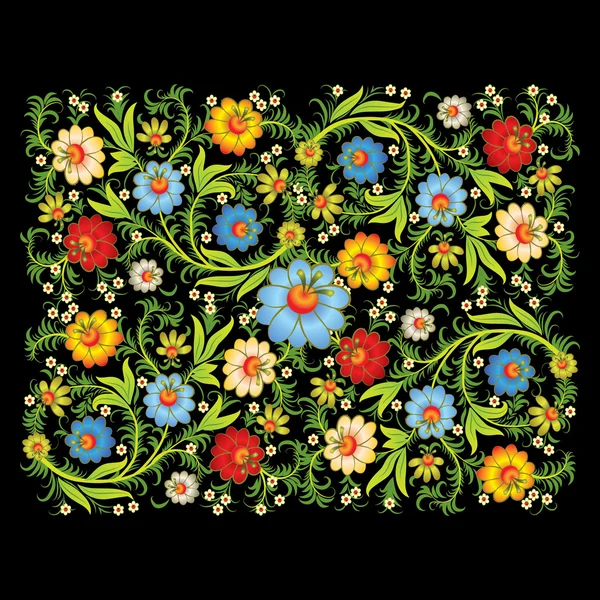 Абстрактный цветочный орнамент на черном фоне — стоковый вектор