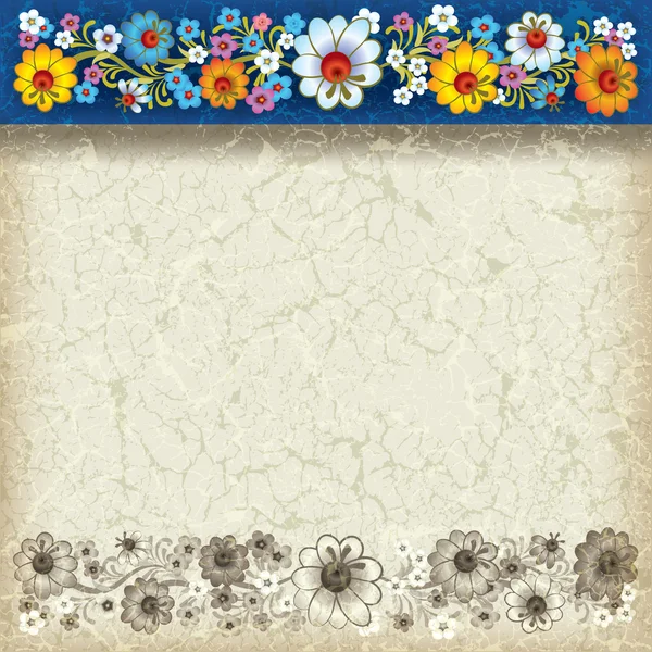 Abstrait fond grunge avec des fleurs — Image vectorielle