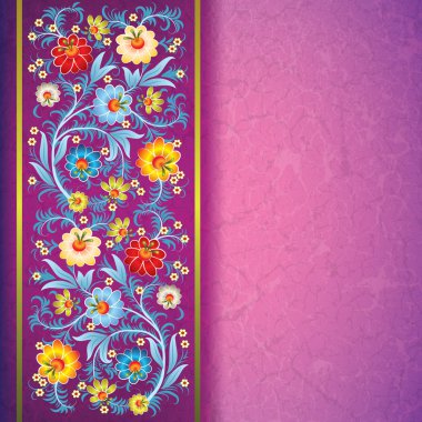 Картина, постер, плакат, фотообои "абстрактный цветочный орнамент с цветами на фоне гранжа
", артикул 5662618