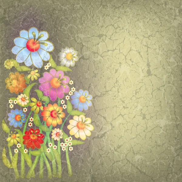 Ilustración floral abstracta sobre fondo grunge — Vector de stock