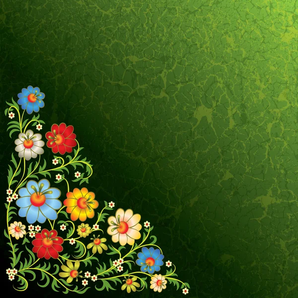 Ornamento floral abstrato com flores no fundo grunge — Vetor de Stock