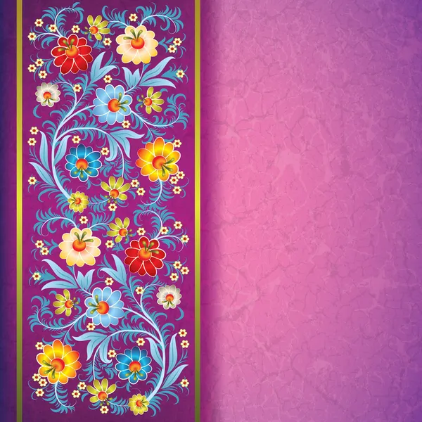 Abstraktní květinový ornament s květinami na pozadí grunge — Stockový vektor