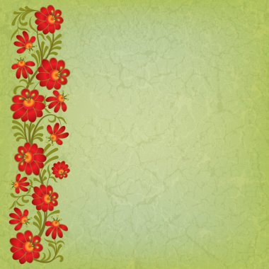 abstract grunge background with floral ornament clipart