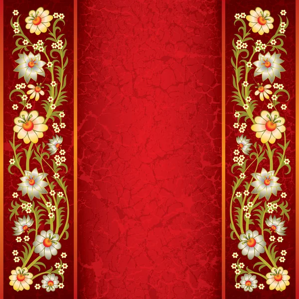 Αφηρημένο grunge floral στολίδι με λουλούδια — Διανυσματικό Αρχείο