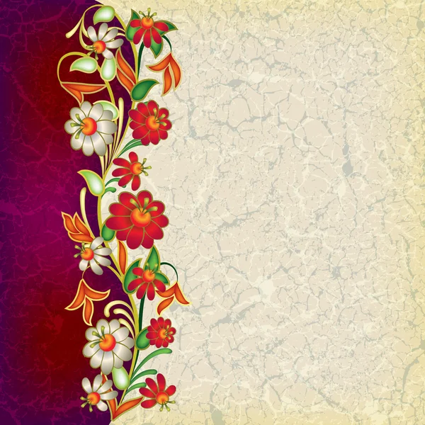 Ornamento floral grunge abstracto con flores — Vector de stock