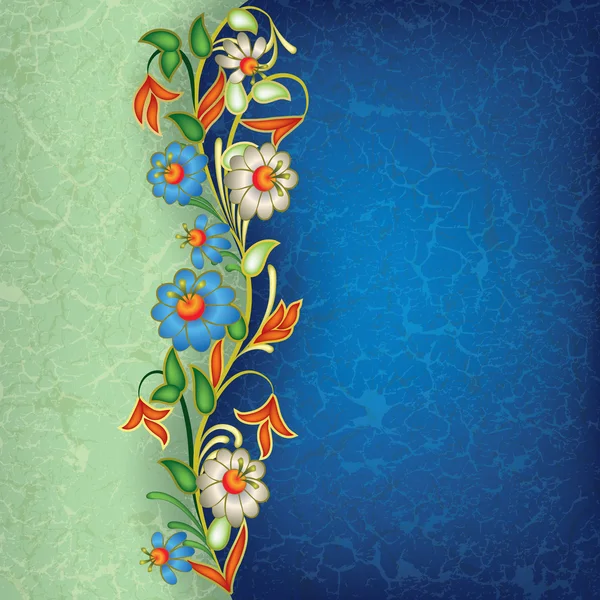 Abstraktní grunge květinový ornament s květinami — Stockový vektor