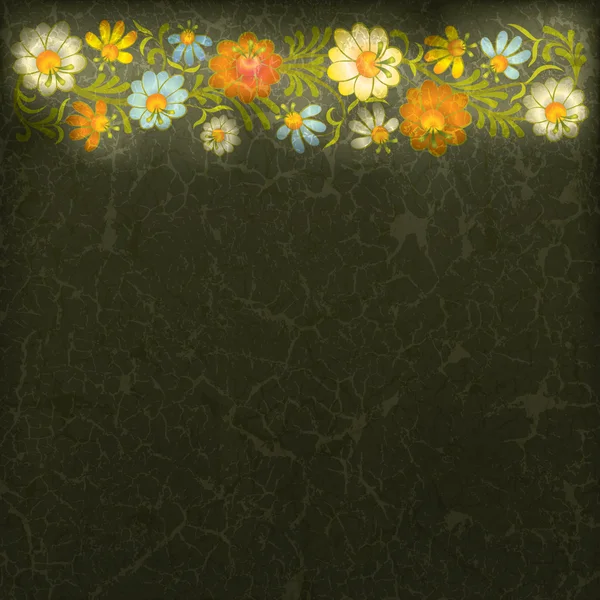 Abstraktní grunge pozadí s florálním ornamentem — Stockový vektor