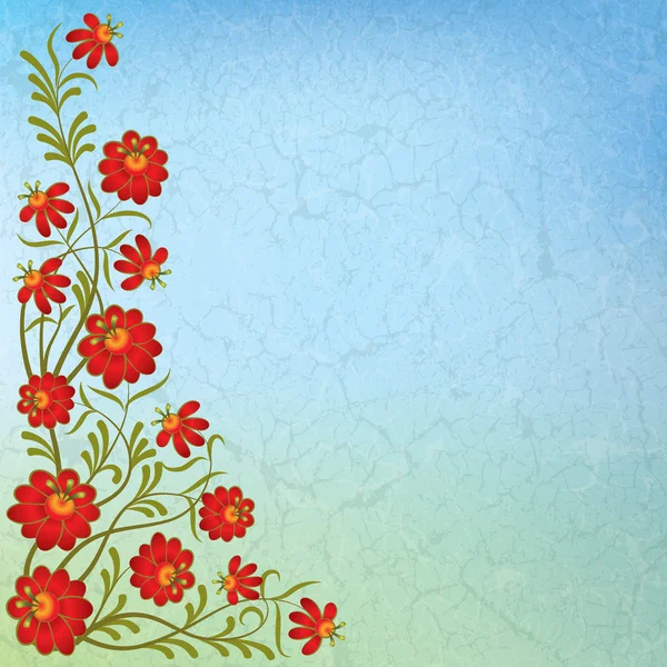 Çiçek süsleme ile soyut grunge arka plan — Stok Vektör