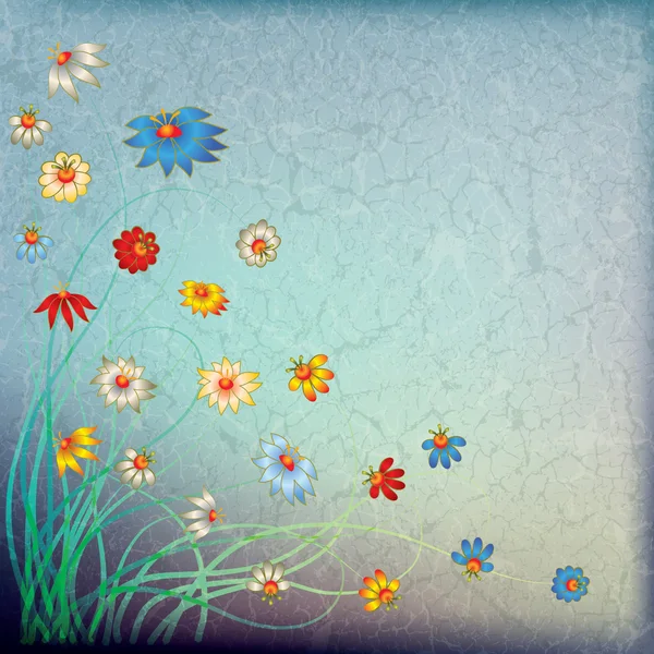 抽象 grunge 彩色花卉背景 — 图库矢量图片