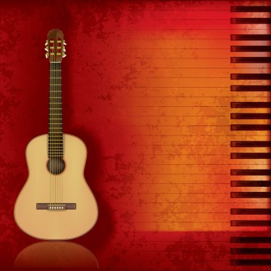 music grunge background acoustic guitar and piano clipart