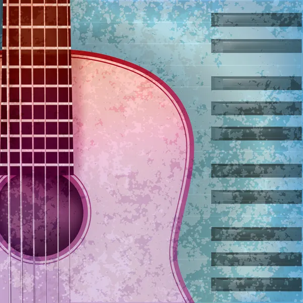 Abstrait musique grunge fond guitare acoustique et piano — Image vectorielle