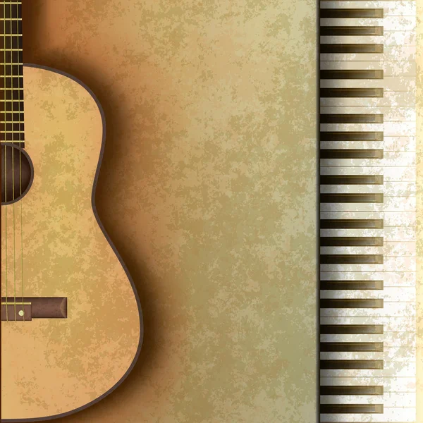 Abstract grunge background with guitar and piano — Stok Vektör
