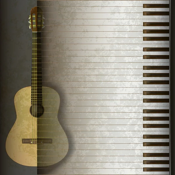 Grunge pozadí akustická kytara a klavír — Stockový vektor