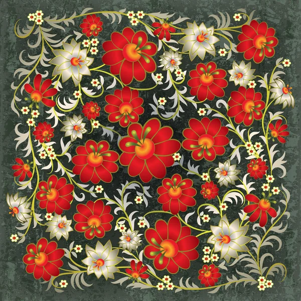 Абстрактний гранжевий квітковий орнамент з квітами — стоковий вектор