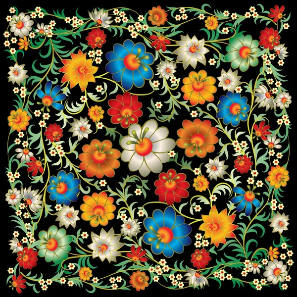 Ornamento floral abstracto con flores — Archivo Imágenes Vectoriales