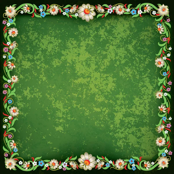Abstrakter Grunge-Hintergrund mit floralem Ornament — Stockvektor