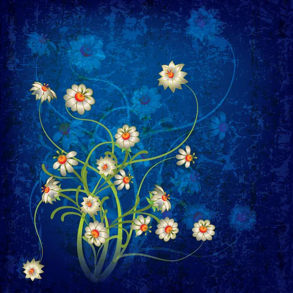 Абстрактный гранж цветочный фон с цветами — стоковый вектор