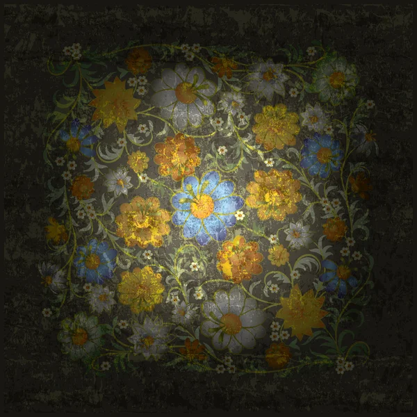 Ornamento floral abstracto con flores — Archivo Imágenes Vectoriales