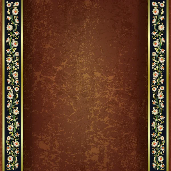 Abstracte grunge bruine achtergrond floral ornament — Stockvector