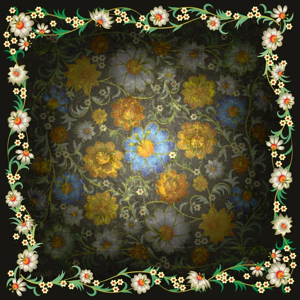 Αφηρημένη floral στολίδι με λουλούδια — Διανυσματικό Αρχείο