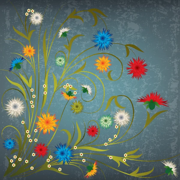 Abstrakt grunge illustration med blommor — Stock vektor