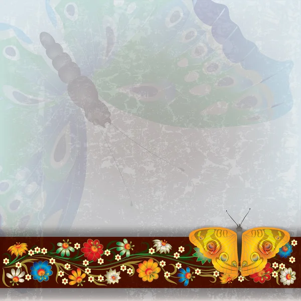 Kelebek ve çiçek arka plan — Stok Vektör